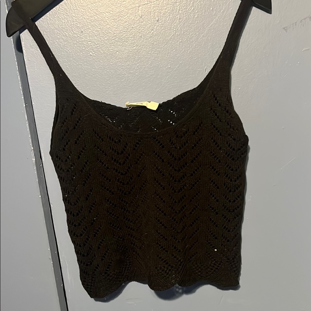 Double Zero Black Cropped Fitted Camisole